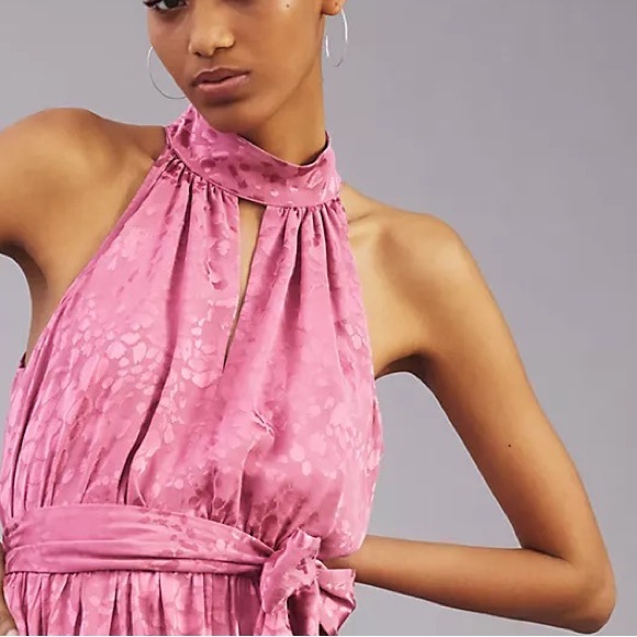 Anthropologie Jacquard Halter Neck Mini Dress - Picture 9 of 16